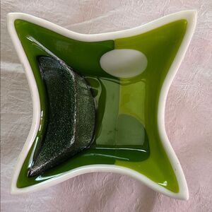 Art Dish Hand Crafted Fused Glass Colorful OOAK
Green